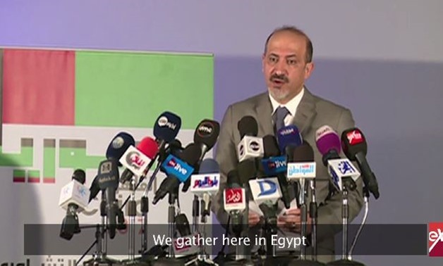 yria’s “Al-Ghad” (Tomorrow) opposition movement’s chairperson, Ahmed Jarba during a press conference held in - Screenshot of Extra News video