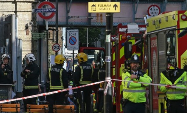 © Daniel Leal-Olivas, AFP | Emergency services outside Parsons Green tube station in west London on September 15, 2017, following an explosion on an underground tube carriage at the station.