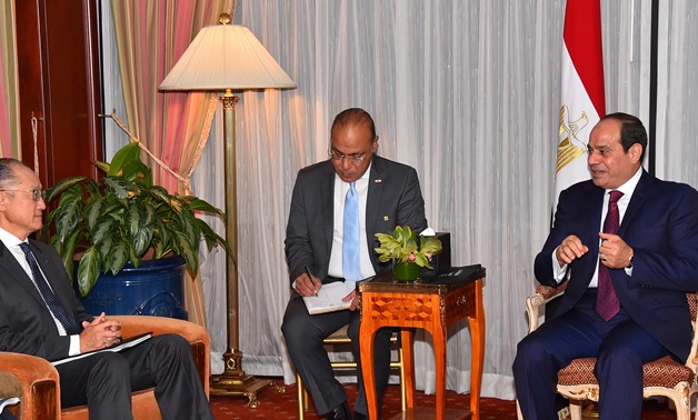 President Sisi during his meeting with WB head Jim Yong Kim in New York – press photo