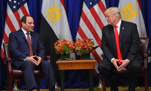 President Abdel Fatah al-Sisi meets with U.S. President Donald Trump on the sidelines of the 72nd UNGA in New York - Press photo