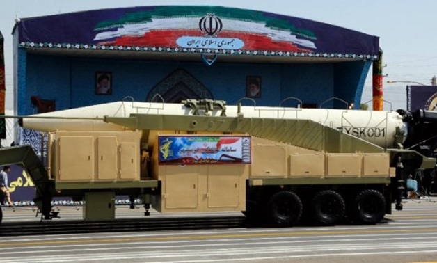 © STR, AFP | The new Iranian long range missile Khoramshahr is displayed during the annual military parade marking the anniversary of the outbreak of its devastating 1980-1988 war with Saddam Hussein's Iraq, on September 22, 2017 in Tehran.