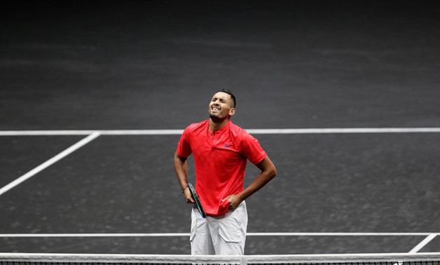Tennis - Laver Cup - 1st Day - Prague, Czech Republic - September 22, 2017 - Nick Kyrgios of team World reacts during the doubles match. REUTERS/David W Cerny