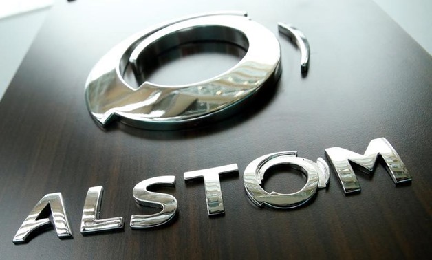 FILE PHOTO: The logo of Alstom is seen before a news conference to present the company's full year 2016/17 annual results in Saint-Ouen, near Paris, France, May 4, 2017. REUTERS/Gonzalo Fuentes/Files