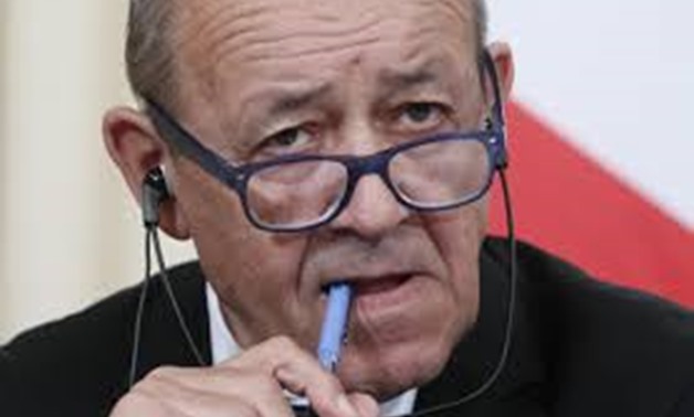 FILE PHOTO: French Foreign Minister Jean-Yves Le Drian attends a news conference following the talks with his Russian counterpart Sergei Lavrov in Moscow, Russia September 8, 2017. REUTERS/Maxim Shemetov
