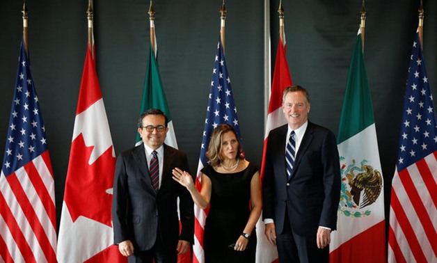 Canada's Foreign Minister Freeland speaks before the start of a meeting with Mexico's Economy Minister Guajardo and U.S. Trade Representative Lighthizer during the third round of NAFTA talks in Ottawa - REUTERS