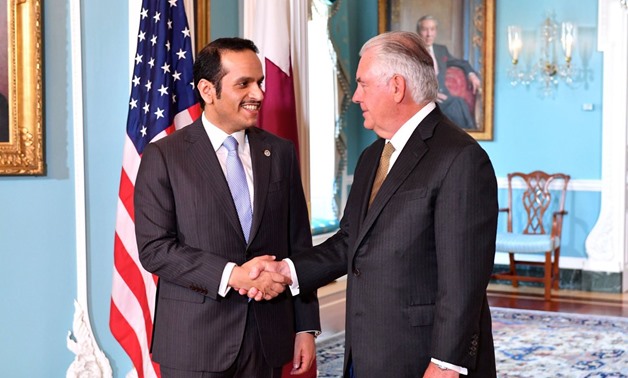 Qatari Foreign Minister Sheikh Mohammed bin Abdulrahman Al-Thani (left) and U.S. Secretary of State Rex Tillerson (right) – Qatar Embassy in U.S.