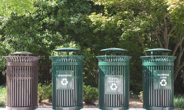 Recycling bins (photo by Wikimedia Commons)