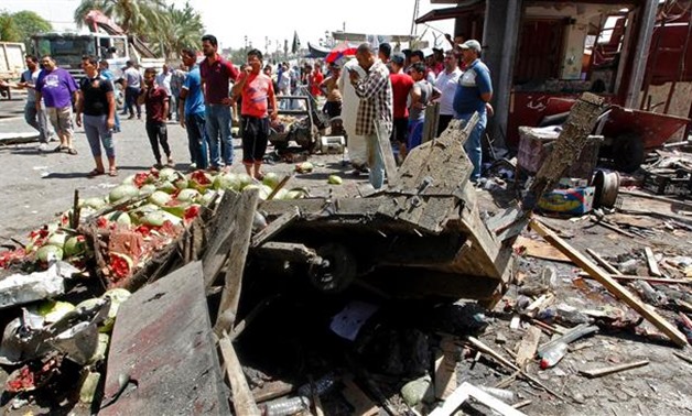 A car bomb exploded at in central Heet city in Anbar, west of Baghdad - Press Photo
