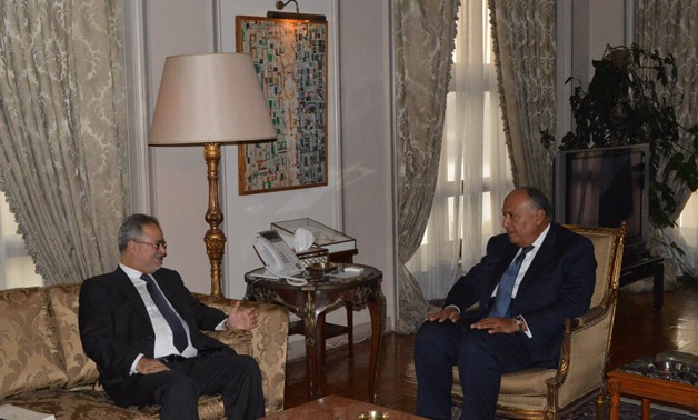 Egypt’s Minister of Foreign Affairs Sameh Shoukry and his Yemeni counterpart, Abdel Malek al-Mekhlafy - Press photo