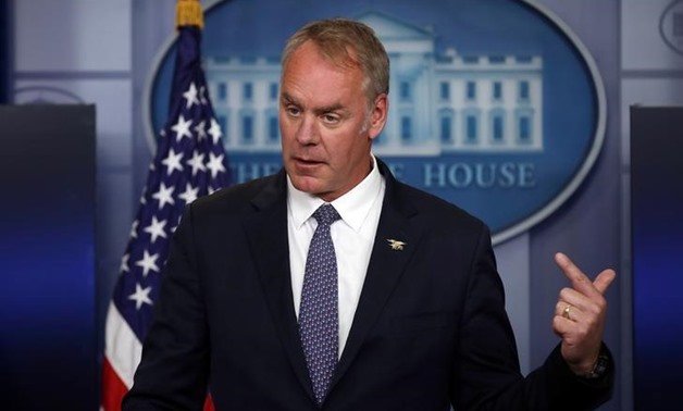 Secretary of the Interior Ryan Zinke speaks during a daily press briefing at the White House in Washington, U.S., April 3, 2017. REUTERS