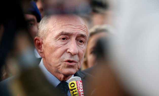 French Interior Minister Gerard Collomb speaks to the media outside the Saint-Charles train station after French soldiers shot and killed a man who stabbed two women to death at the main train station in Marseille, France, October 1, 2017. REUTERS/Jean-Pa