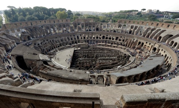 A view of the ancient Colosseum as seen from the topmost level, on the occasion of a media tour presenting the re-opening after forty years of the fourth AFP