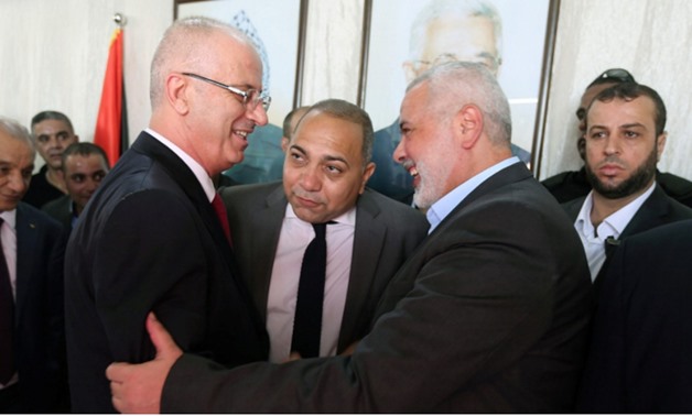 Palestinian Consensus Government Prime Minister, Ramy al-Hamdallah, Hamas Movement Head in Gaza, Yehya al-Senwar and Head of Hamas movement Ismail Hanya – Press photo