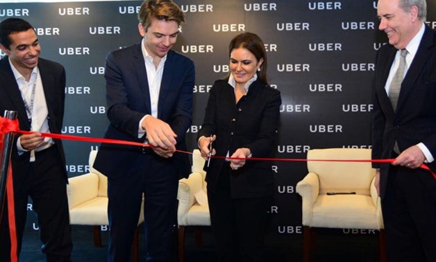 Minister of Investment Sahar Nasr while opening Uber's center Tuesday- Press Photo