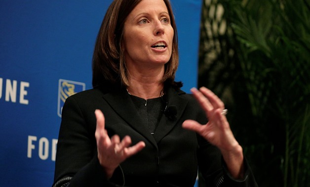 Adena Friedman, president and CEO of Nasdaq, speaks about "Maximizing Shareholder Value" at the 2017 Fortune magazine’s “Most Powerful Women” summit in Washington, U.S., October 9, 2017. REUTERS/Joshua Roberts