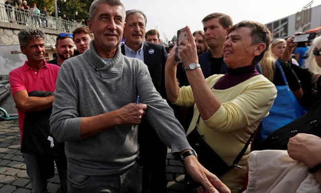 The leader of ANO party Andrej Babis arrives at an election campaign rally in Prague - REUTERS