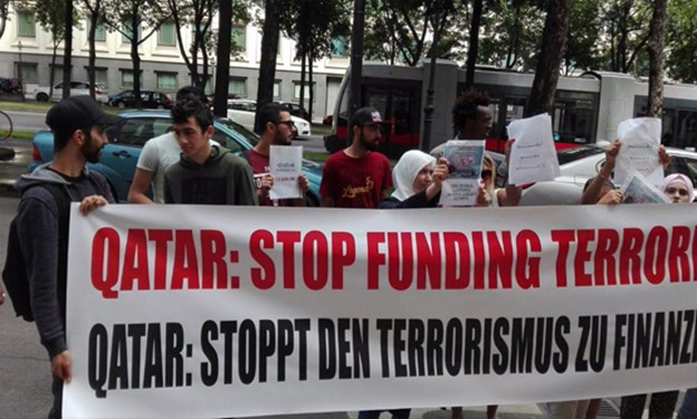 Austrian protesters before the Qatari Embassy in Vienna - File Photo
