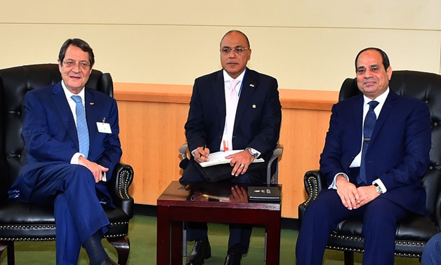 President Sisi (R) and his Cypriot counterpart (L) on the sidelines of the UNGA 72 meetings in New York - Press photo