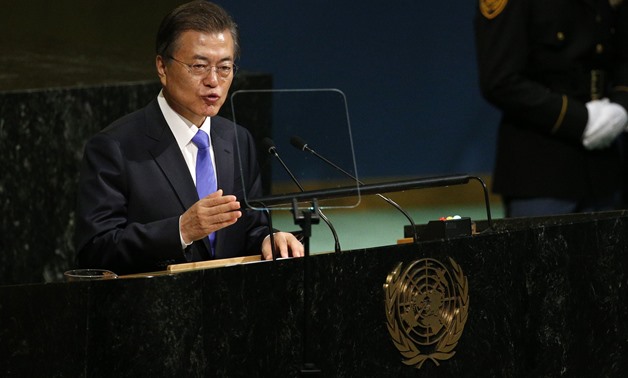 South Korean President Moon Jae-in addresses the 72nd United Nations General Assembly at U.N. headquarters in New York, U.S., September 21, 2017. REUTERS/Brendan Mcdermid