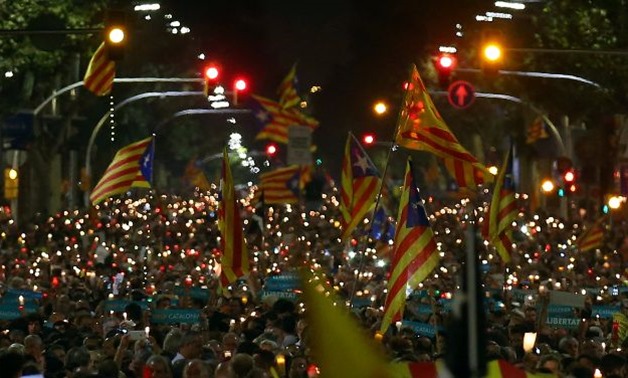 Catalan separatist organisations' leaders jailing protests in Barcelona -- REUTERS