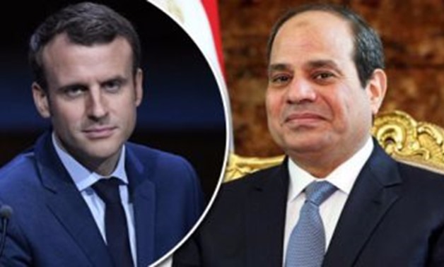 Egyptian president Abdel Fatah al-Sisi and the French minister Emmanuel Macron -- Egypt Today