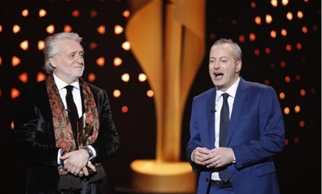 FILE PHOTO: Gilbert Rozon (L) and Bruce Hills (R) of the television comedy show "Just For Laughs" accept the ICON award during the Canadian Screen Awards in Toronto, Ontario, Canada March 12, 2017. REUTERS/Mark Blinch