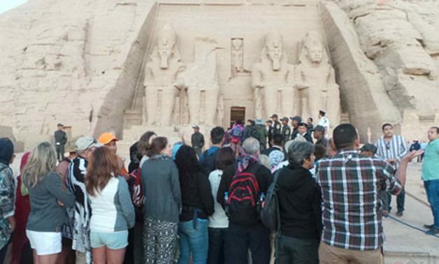 A number of tourists witnessing the Sun Festibal at Abu Simpel temple in Aswan - photo by Fayiza Marsal