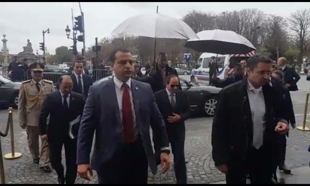 President Abdel Fatah al-Sisi arrives at residence headquarters in Paris Oct. 23, 2017 - Press photo