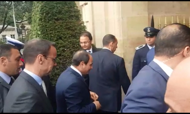 President Abdel Fatah al-Sisi arrives at residence headquarters in Paris Oct. 23, 2017 - Press photo
