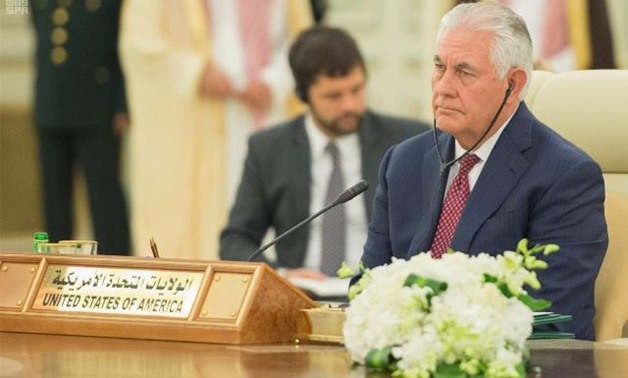 U.S. Secretary of State Rex Tillerson attends a meeting with Saudi Arabia's King Salman bin Abdulaziz Al Saud and Iraqi Prime Minister Haider al-Abadi in Riyadh - REUTERS