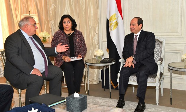 President Abdel Fatah al-Sisi during his meeting with Naval Group CEO Hervé Guillou - Press photo