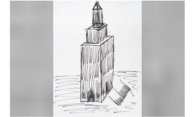President Donald Trump's black marker drawing on paper of the Empire State building made in the 1990's sold for$16 000 at Julien's Auctions in Los Angeles, California, U.S on October 19, 2017 is seen in this photo released October 23, 2017. Julien's Aucti