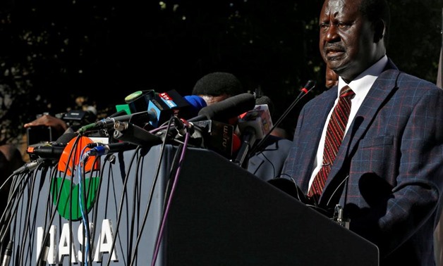 Opposition leader Raila Odinga speaks during a news conference at the offices of the National Super Alliance (NASA) coalition in Nairobi - REUTERS