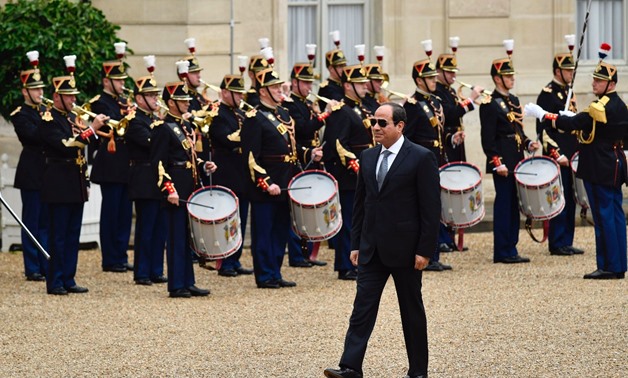 President Abdel Fatah al-Sisi during official reception ceremony outside the Elysee Palace in Paris - Reuters