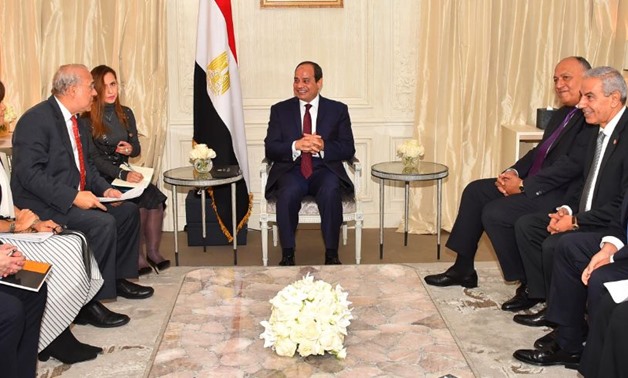 President Abdel Fatah al-Sisi meeting with the OECD Secretary General Angel Gurría in Paris - Press photo