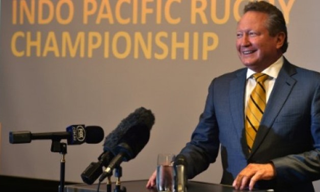 Australian mining magnate Andrew Forrest announces the launch of a new Asia Pacific rugby league in the wake of Western Force's controversial axing from Super Rugby in Sydney - AFP 