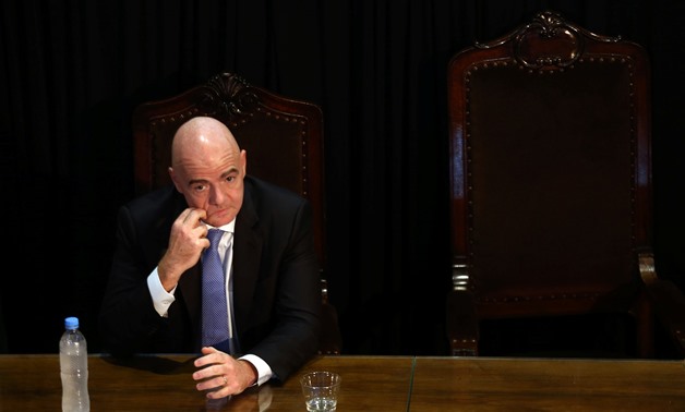 FIFA president Gianni Infantino gestures during a meeting at the Argentine Football Association – Press image courtesy file photo
