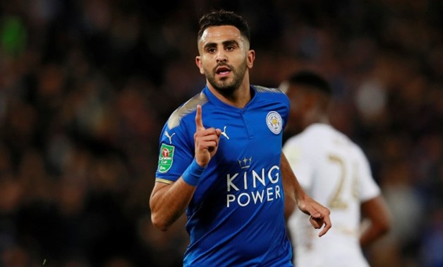 Leicester City's Riyad Mahrez celebrates scoring their third goal Action Images via Reuters