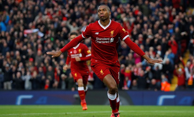 Liverpool's Daniel Sturridge celebrates scoring their first goal against Huddersfield Town –  Press image courtesy Reuters 