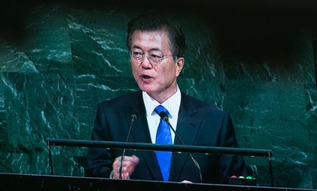 © AFP | South Korean president Moon Jae-in speaking at the United Nations in New York in September 2017.