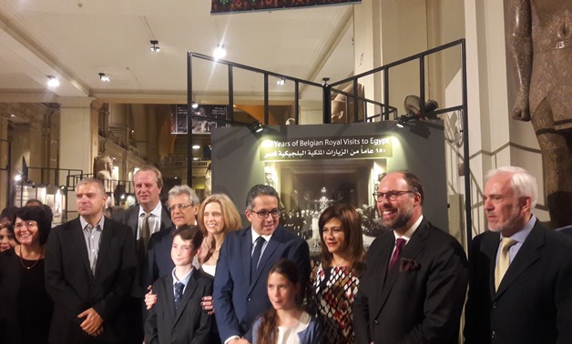 Antiquities Khaled El Enany and Belgian Ambassdor in Egypt Sibille de Cartier inaugurating the exhibition