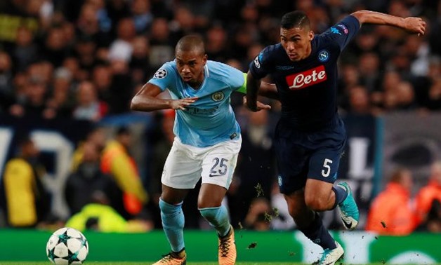 Manchester City's Fernandinho in action with Napoli's Allan Action Images - Reuters