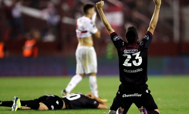 Lanus' Rolando Garcia Guerreno celebrates at the end of the match - REUTERS