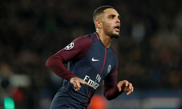 Paris Saint Germain’s Layvin Kurzawa celebrates scoring their fifth goal to complete his hat-trick - REUTERS