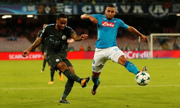 Champions League - S.S.C. Napoli vs Manchester City - Stadio San Paolo, Naples, Italy - November 1, 2017 Manchester City's Kevin De Bruyne in action with Napoli's Faouzi Ghoulam Action Images via Reuters/Andrew Boyers