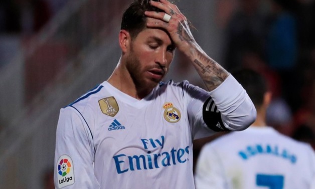 Liga Santander - Girona vs Real Madrid - Estadi Montilivi, Girona, Spain - October 29, 2017 Real Madrid’s Sergio Ramos looks dejected REUTERS
