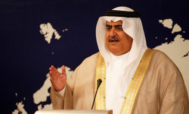 Bahrain Foreign Minister Sheikh Khalid bin Ahmed Al Khalifa speaks during a news conference in Manama- Bahrain August 29- 2016 - REUTERS