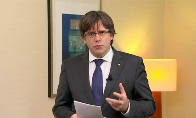 Sacked Catalan President Carles Puigdemont makes a statement in Brussels - REUTERS