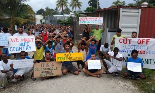 Asylum seekers protest on Manus Island, Papua New Guinea, in this picture taken from social media November 3, 2017 - REUTERS