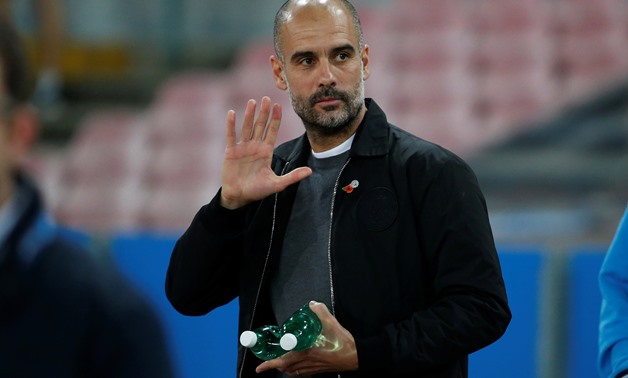 Manchester City manager Pep Guardiola before the match REUTERS/Stefano Rellandini